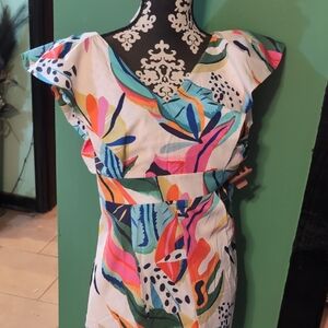 Colorful Women's Ruffle Sleeve Top